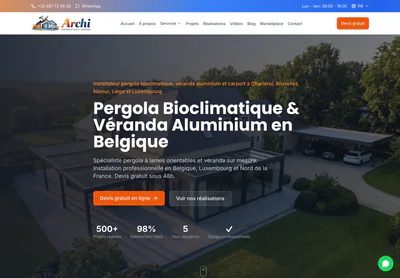 Archi Construction — the Pergola Bioclimatique Belgique | Véranda Aluminium Prix | Charleroi, Bruxelles | Archi Construction & Veranda page on desktop