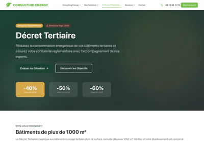 Consulting Energy — the Décret Tertiaire - Accompagnement Conformité | Consulting Energy page on desktop
