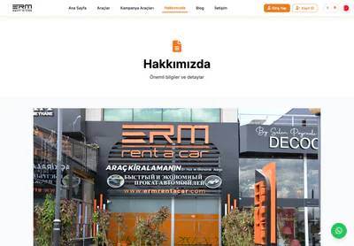 ERM Rent A Car — the Hakkımızda – ERM Rent A Car page on desktop
