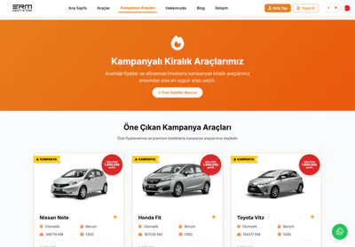 ERM Rent A Car — the Kampanyalı Kiralık Araçlarımız – ERM Rent a Car page on desktop