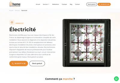 ID Home — the Électricien d'urgence Levallois-Perret & Île-de-France 7J/7 | ID Home page on desktop