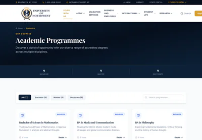 University of NorthWest — la page Academic Programmes | University of NorthWest sur ordinateur