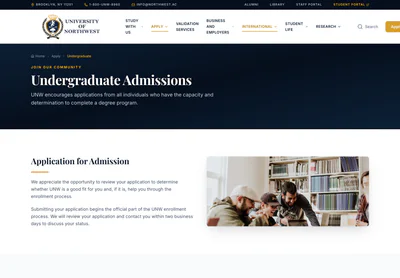 University of NorthWest — la page Undergraduate Admissions | University of NorthWest sur ordinateur