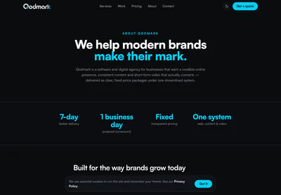 Qodmark — la page About — Qodmark sur ordinateur