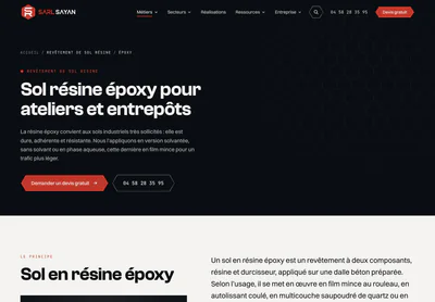 SARL SAYAN — the Sol résine époxy pour l’industrie en Isère | SARL SAYAN page on desktop