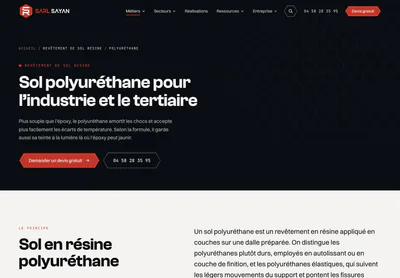 SARL SAYAN — the Sol polyuréthane souple et résistant à l’usure | SARL SAYAN page on desktop