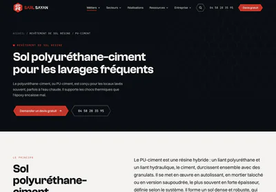 SARL SAYAN — the Sol polyuréthane-ciment pour l’agroalimentaire | SARL SAYAN page on desktop