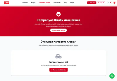 ZMN Rent A Car — the Kampanyalı Kiralık Araçlarımız – ZMN Rent A Car page on desktop